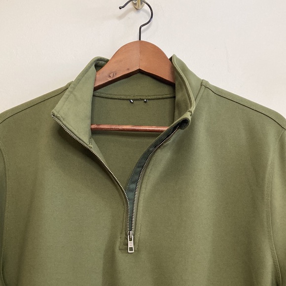 Kit and Ace Shirt Mens Medium Green Quarter Zip Pullover Zip Pocket Athleisure - Picture 5 of 13